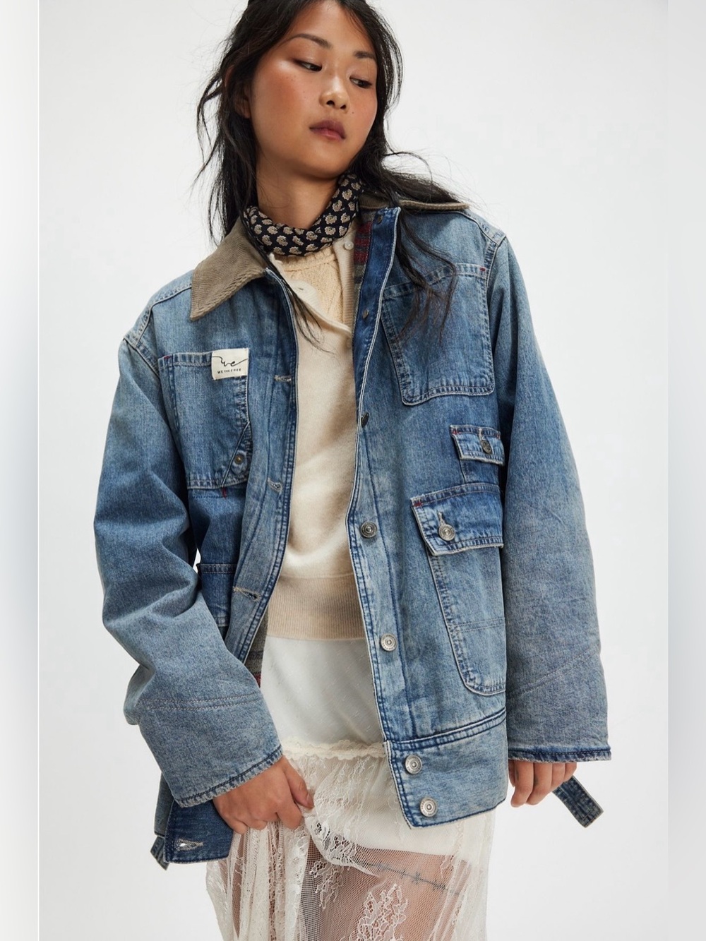 NWT We The Free Sweet Talk Oversized Denim Barn Coat